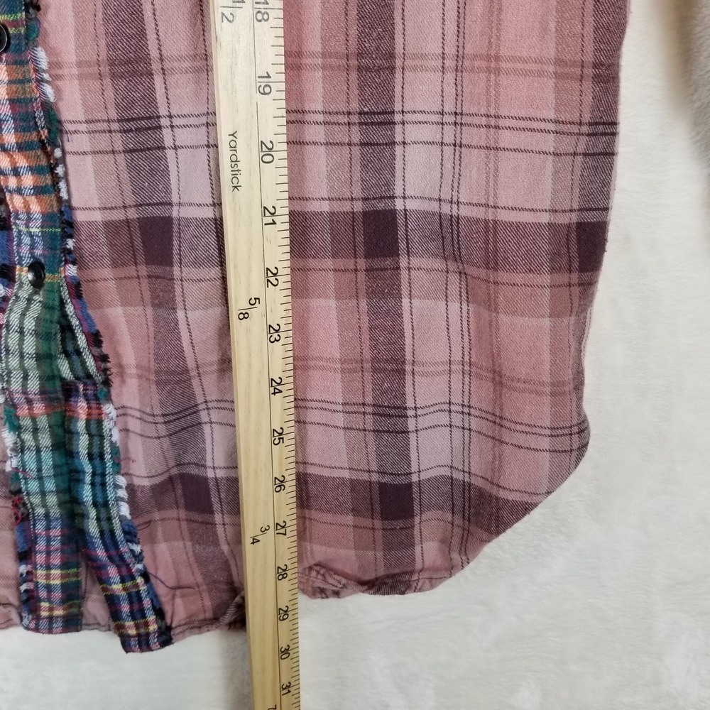 Natural Life Womens Patchwork Plaid Flannel Shirt Multi Color Boho Button Down S - Picture 5 of 6